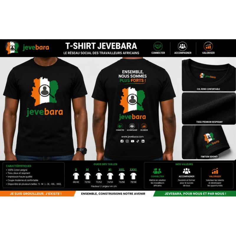 T-Shirt Officiel Jevebara – "Ensemble, nous sommes plus forts !"